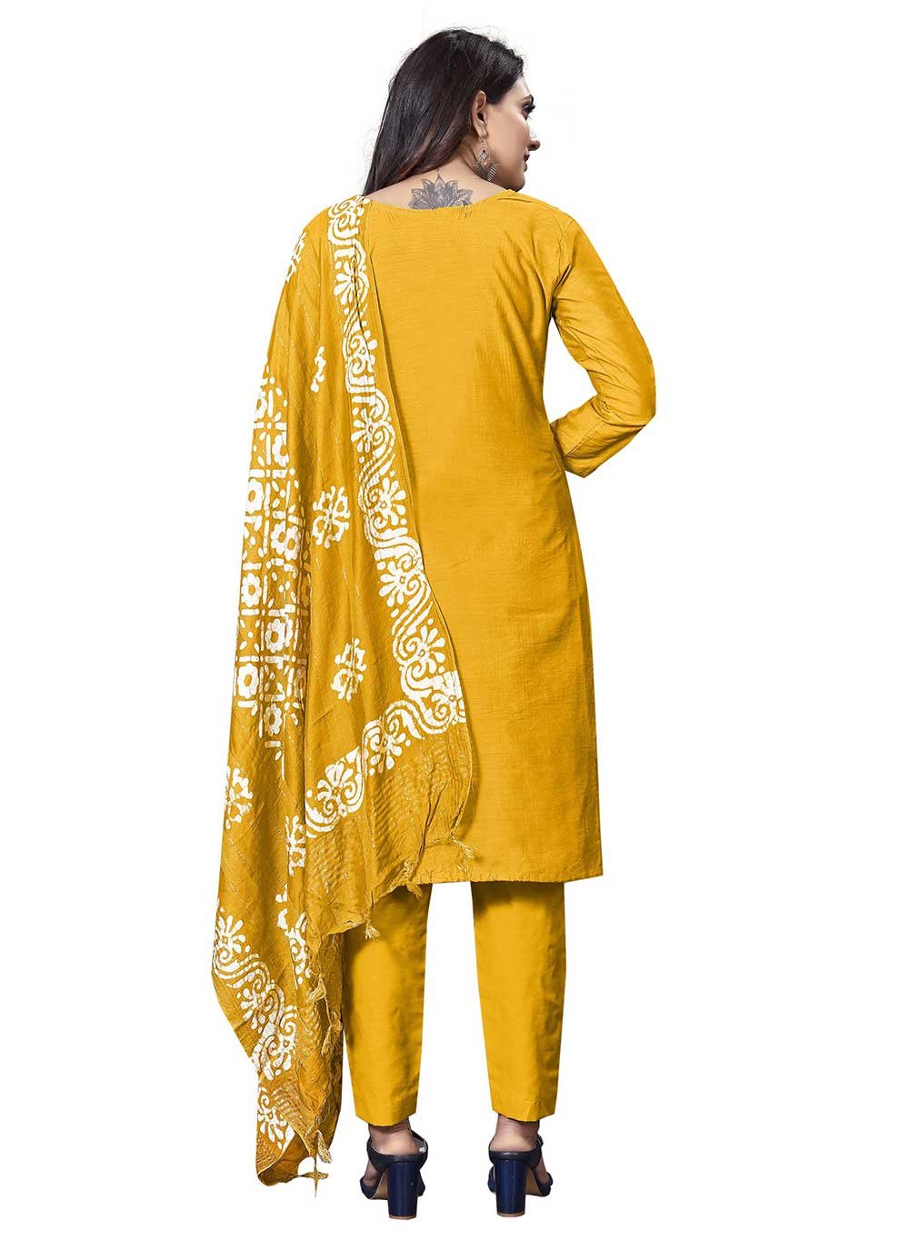 Salwar Suit Cotton Yellow Print Salwar Kameez