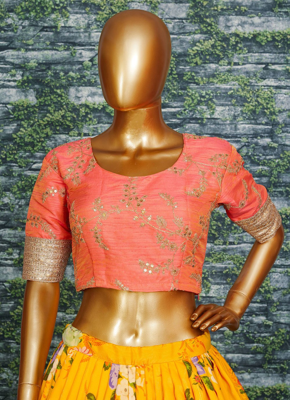 Lehenga Choli Organza Yellow Digital Print Lehenga Choli