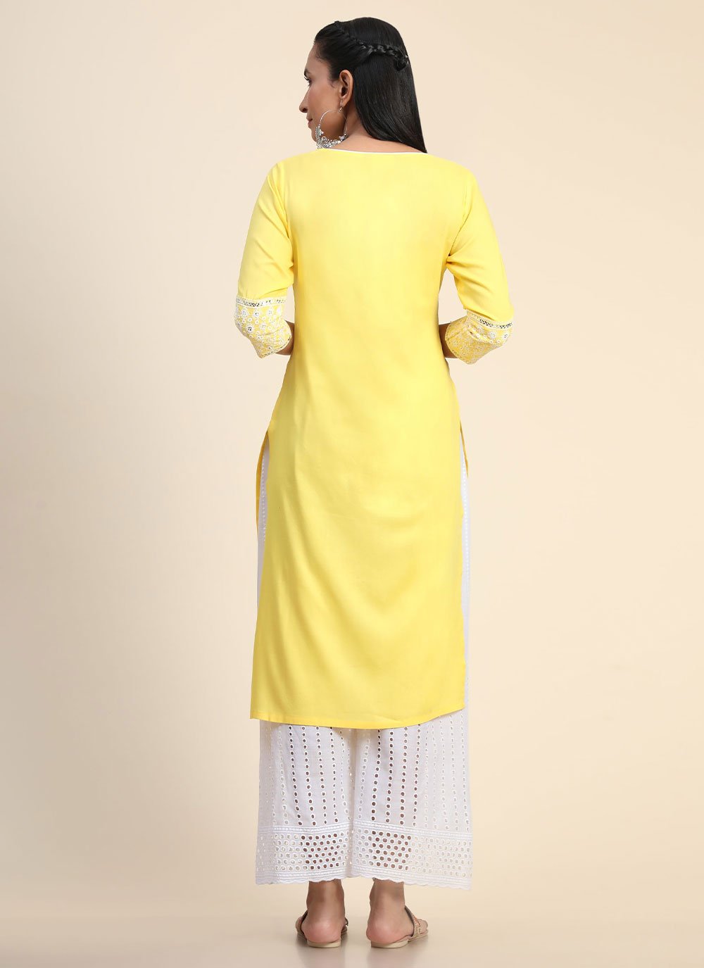 Casual Kurti Rayon Yellow Embroidered Kurtis