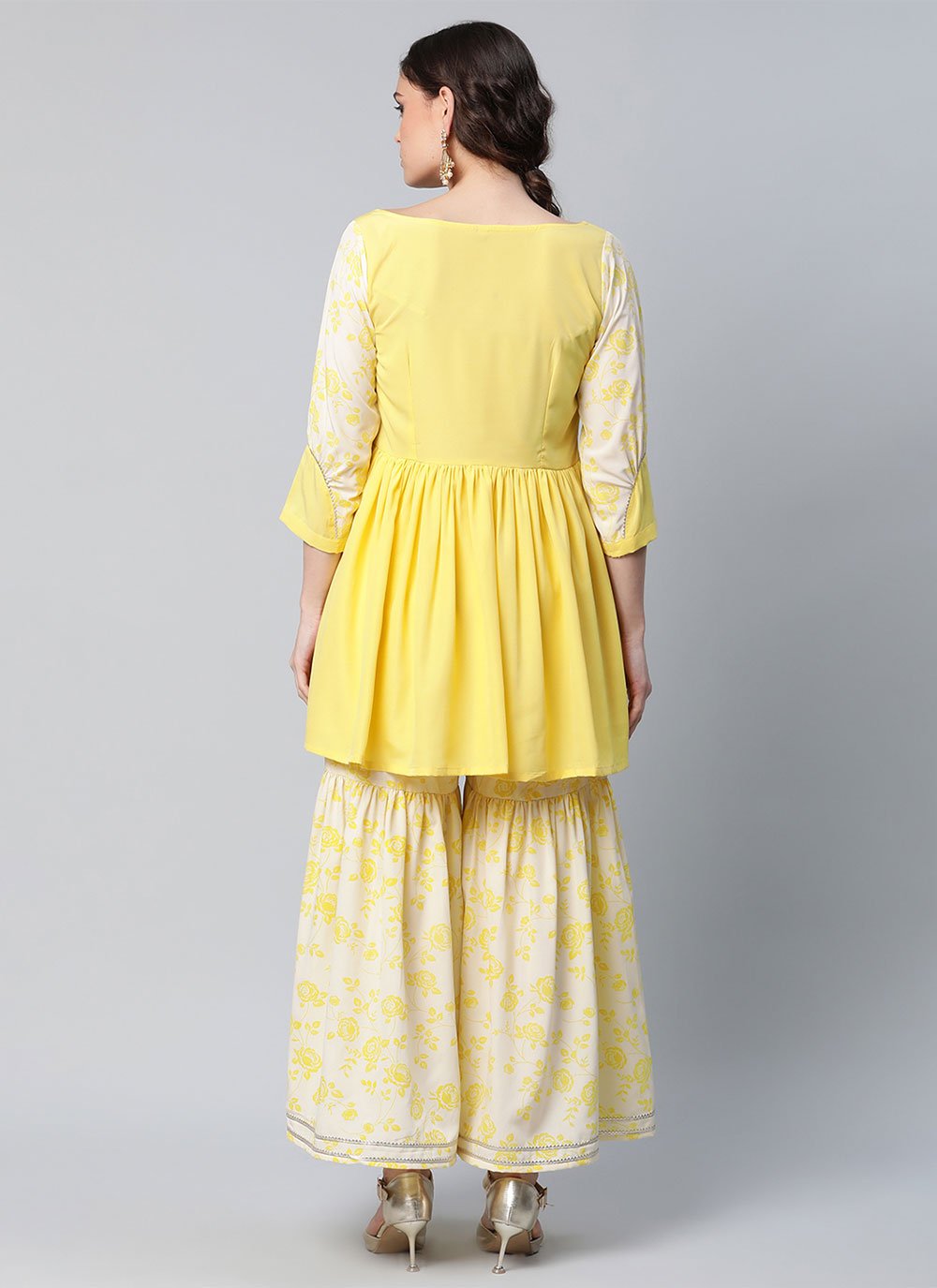 Casual Kurti Crepe Silk Yellow Print Kurtis