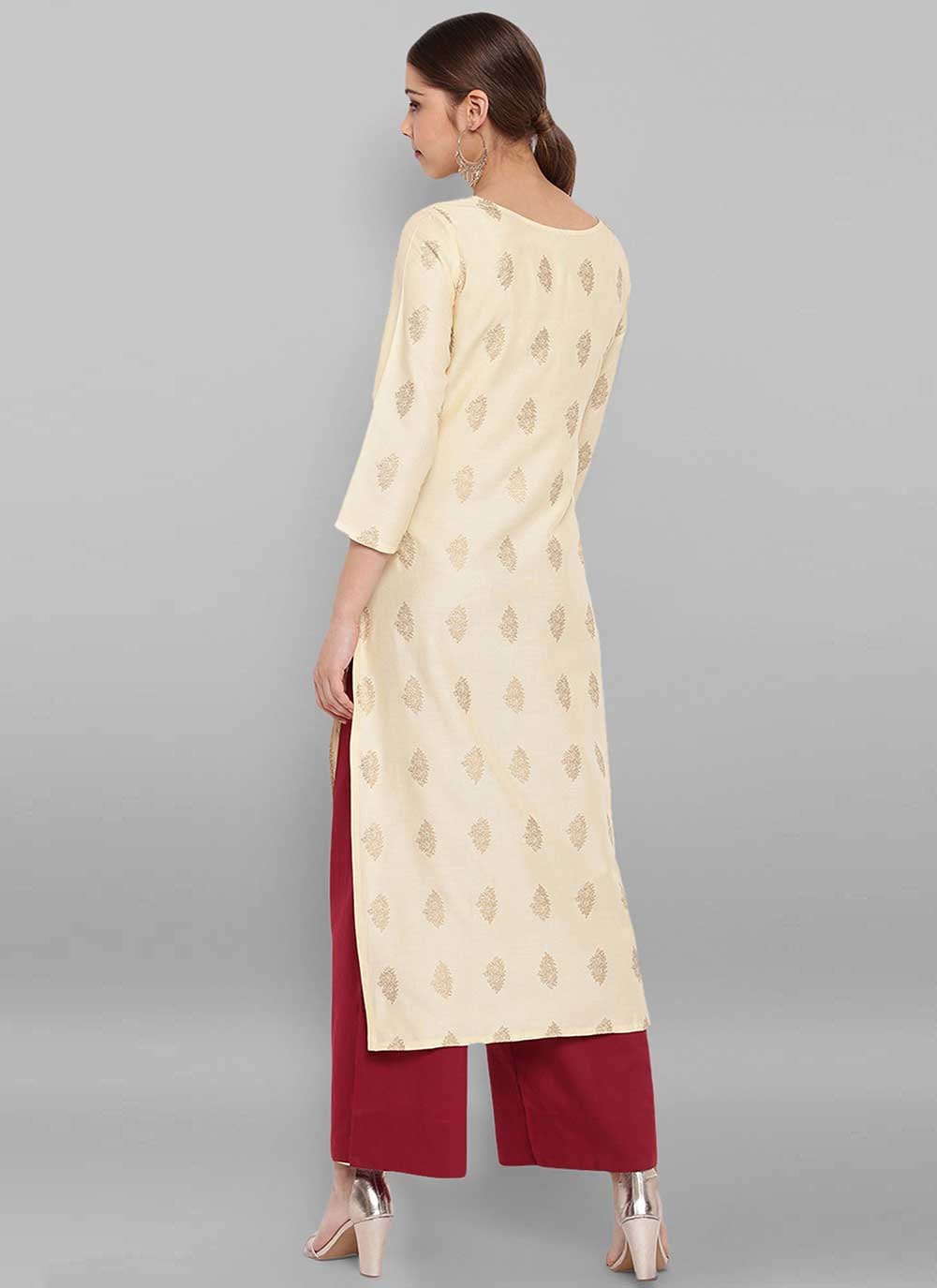 Casual Kurti Rayon Yellow Foliage Print Kurtis