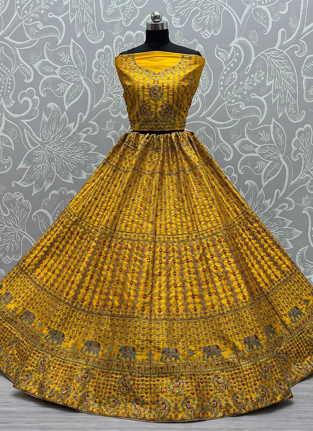 Lehenga Choli Silk Yellow Embroidered Lehenga Choli