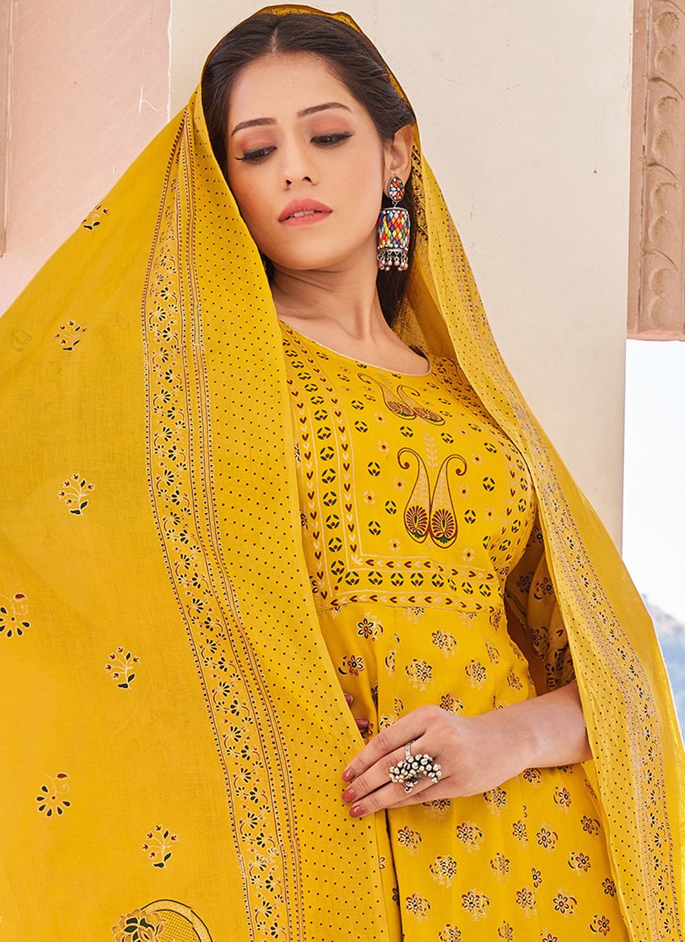 Gown Rayon Yellow Digital Print Gown