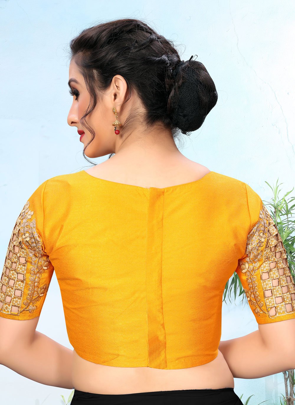 Blouse Silk Yellow Embroidered Blouse