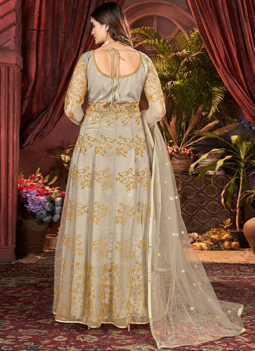 Salwar Suit Net Yellow Embroidered Salwar Kameez