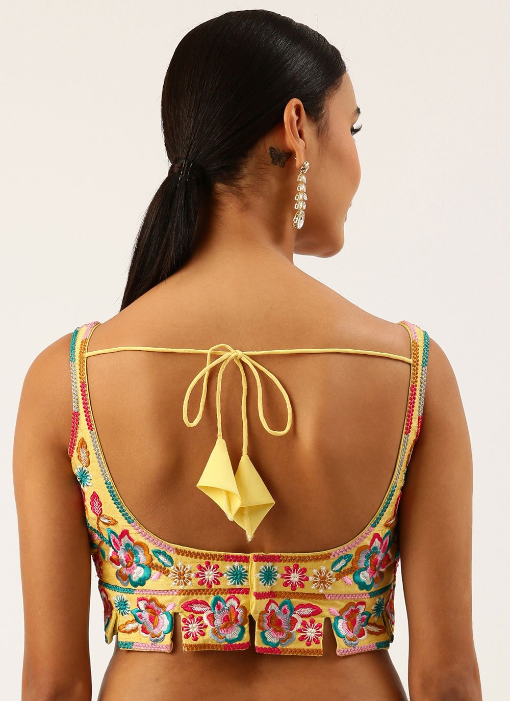 Blouse Silk Yellow Embroidered Blouse