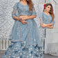 A Line Lehenga Net Blue Embroidered Lehenga Choli