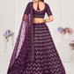 A Line Lehenga Georgette Purple Embroidered Lehenga Choli