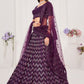 A Line Lehenga Georgette Purple Embroidered Lehenga Choli