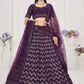 A Line Lehenga Georgette Purple Embroidered Lehenga Choli