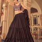 A Line Lehenga Chinon Brown Plain Lehenga Choli