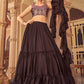 A Line Lehenga Chinon Brown Plain Lehenga Choli