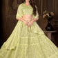 A Line Lehenga Net Green Embroidered Lehenga Choli