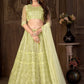 A Line Lehenga Net Green Embroidered Lehenga Choli