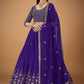 A Line Lehenga Faux Georgette Violet Embroidered Lehenga Choli