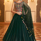 A Line Lehenga Georgette Green Embroidered Lehenga Choli