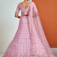 Lehenga Choli Georgette Pink Aari Work Lehenga Choli