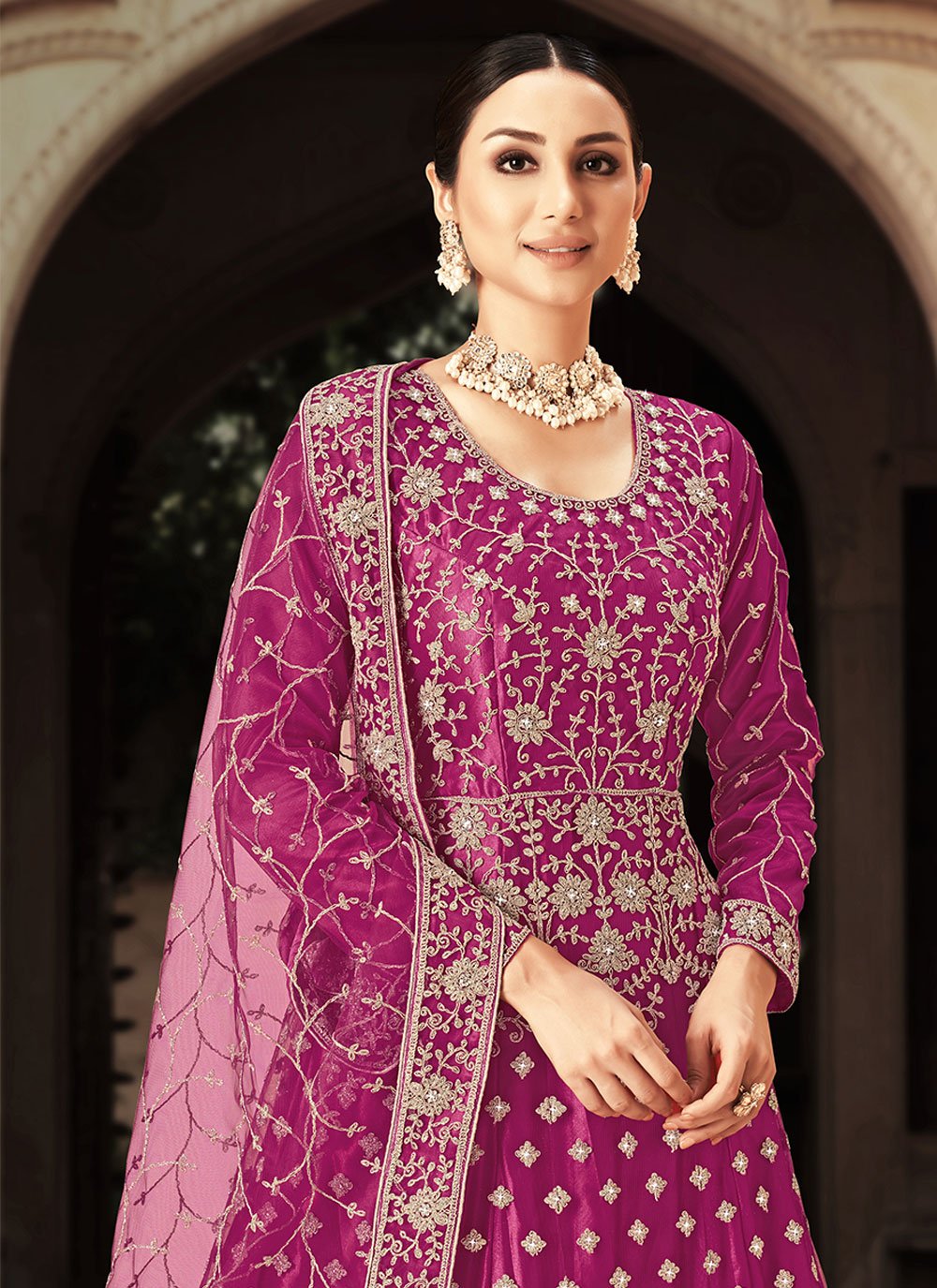 Anarkali Suit Net Rani Diamond Salwar Kameez