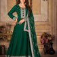 Anarkali Suit Faux Georgette Green Embroidered Salwar Kameez