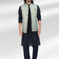 Kurta Payjama With Jacket Banarasi Jacquard Aqua Blue Blue Fancy Work Mens