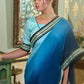 Classic Chinon Crush Aqua Blue Blue Embroidered Saree