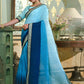 Classic Chinon Crush Aqua Blue Blue Embroidered Saree