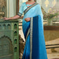 Classic Chinon Crush Aqua Blue Blue Embroidered Saree