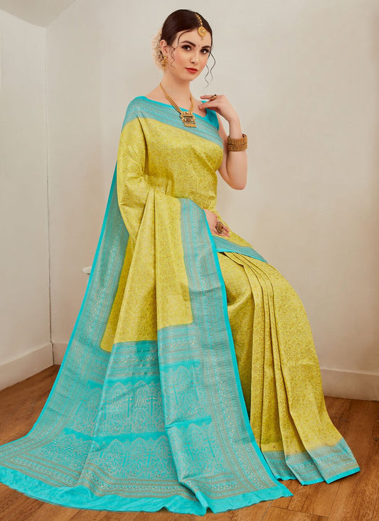 Classic Silk Aqua Blue Green Weaving Saree