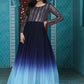 Gown Faux Georgette Aqua Blue Blue Digital Print Gown