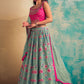 Lehenga Choli Chiffon Aqua Blue Pink Hand Work Lehenga Choli