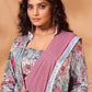 Contemporary Net Aqua Blue Pink Sequins Saree