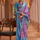 Contemporary Patola Silk Aqua Blue Purple Patch Border Saree
