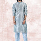 Kurta Pyjama Banarasi Jacquard Aqua Blue Fancy Work Mens