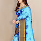 Classic Silk Aqua Blue Patch Border Saree