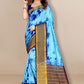 Classic Silk Aqua Blue Patch Border Saree