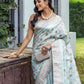 Trendy Saree Silk Aqua Blue Patch Border Saree