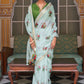 Contemporary Organza Aqua Blue Print Saree