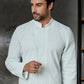 Kurta Pyjama Georgette Aqua Blue Embroidered Mens