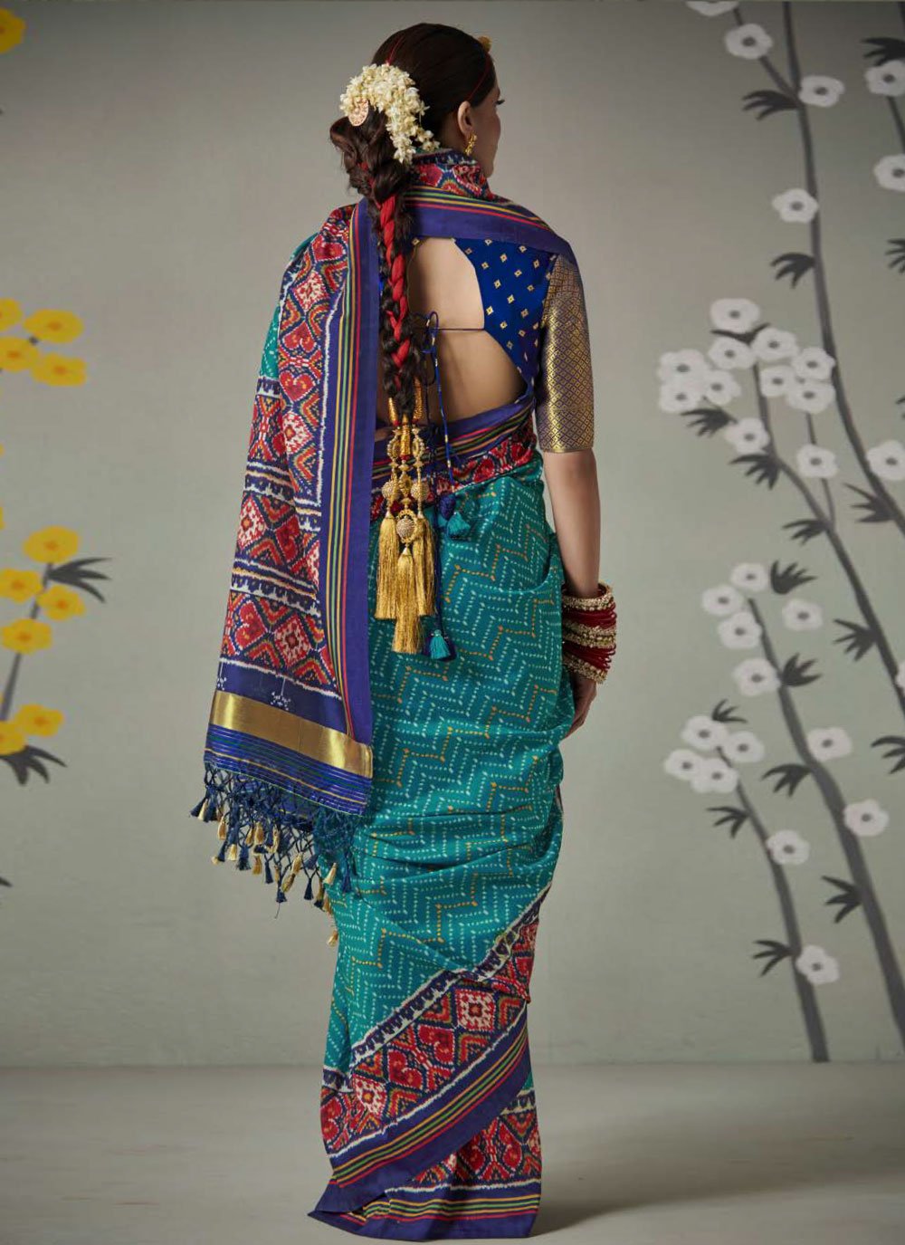 Classic Patola Silk Aqua Blue Weaving Saree