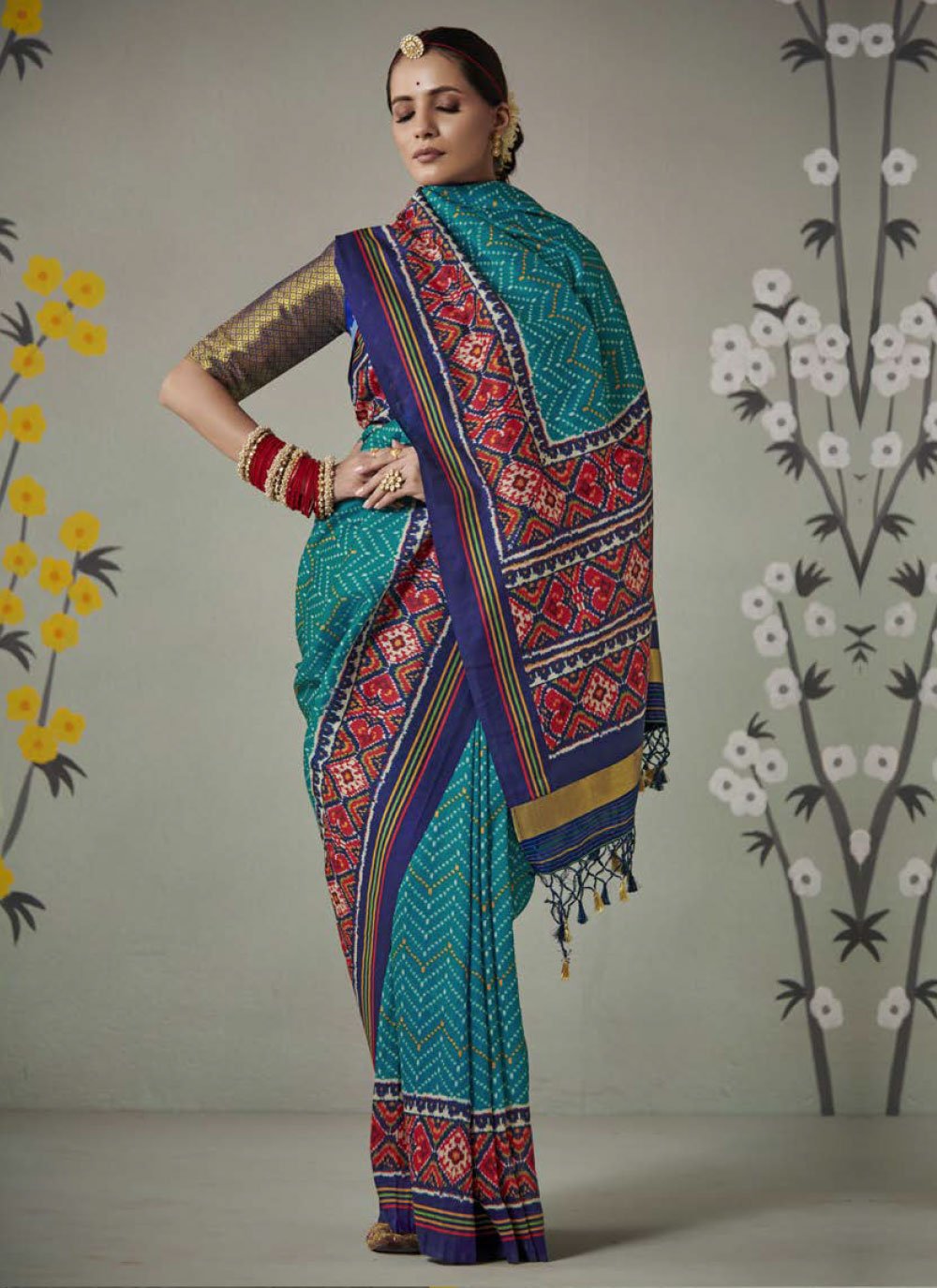 Classic Patola Silk Aqua Blue Weaving Saree