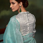 Classic Fancy Fabric Aqua Blue Fancy Work Saree
