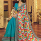Contemporary Georgette Aqua Blue Print Saree