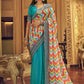Contemporary Georgette Aqua Blue Print Saree