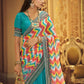 Contemporary Georgette Aqua Blue Print Saree