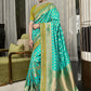 Contemporary Silk Aqua Blue Embroidered Saree