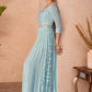 Gown Chiffon Aqua Blue Embroidered Gown