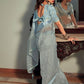 Classic Organza Aqua Blue Lace Saree