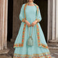 Salwar Suit Georgette Aqua Blue Embroidered Salwar Kameez