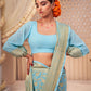 Contemporary Georgette Aqua Blue Weaving Saree