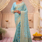 Contemporary Georgette Aqua Blue Weaving Saree